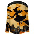 thumbnail image 4 of WTOBBY Women's Round Neck 3/4 Sleeve Halloween Print Casual T-Shirt Top Fashion Tee for Fall Seasonal Wear Holiday Party and Daily Outfits,Yellow M, 4 of 6