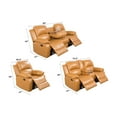 thumbnail image 2 of Pon Living Recliner Living Room Set, 3 PCS Sectional Sofa, Loveseat, Chair with Drop Down Table & Central Console for Living Room (Ginger, Bonded Leather), 2 of 6