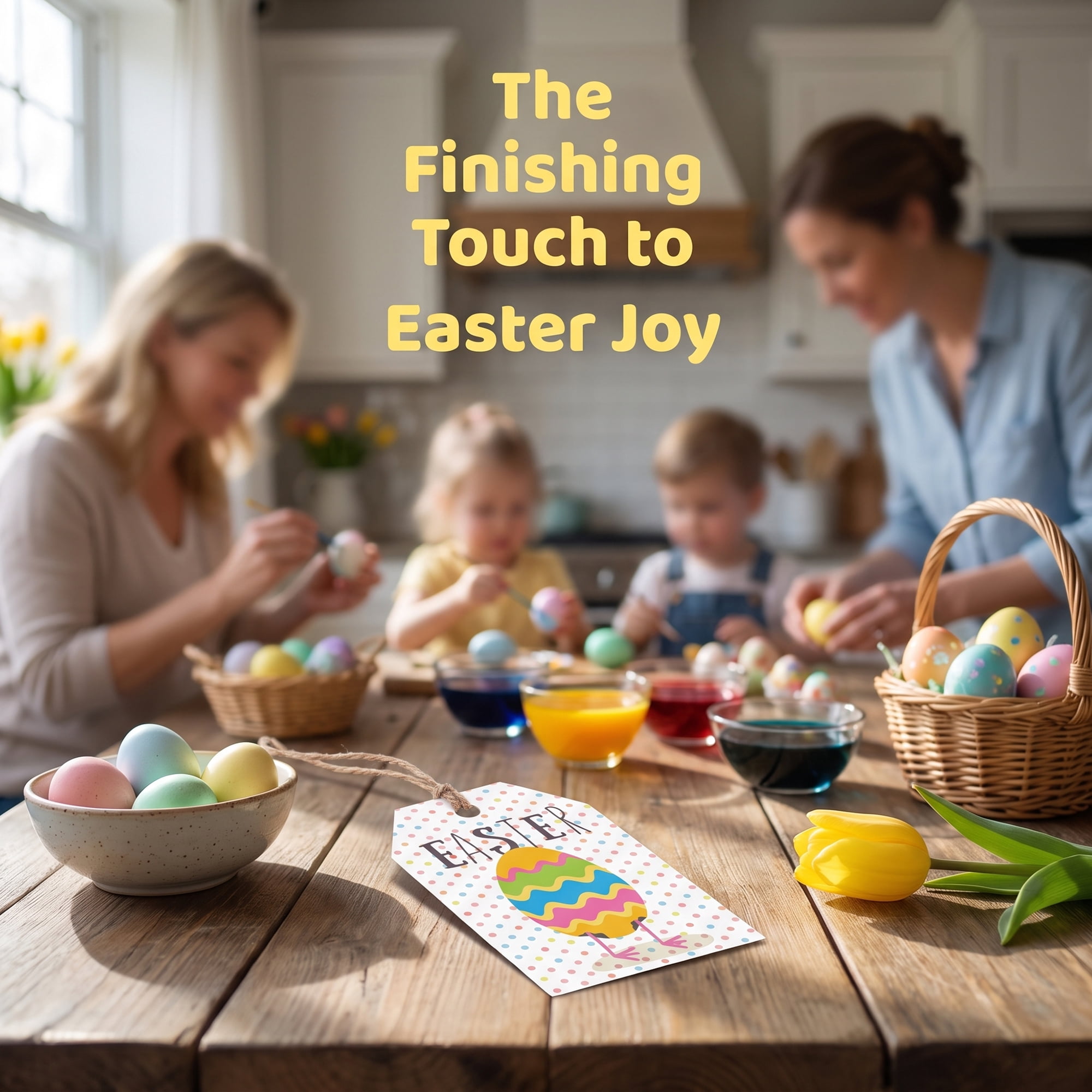 Unique Bargains 100Pcs Easter Gift Tags with Twine Easter Egg Pattern 2" x 3.1"