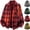 Red, variant on Mens Flannel Plaid Shacket Long Sleeve Button Down Shirt Jacket Overshirt with Chest Pocket for Cozy Fall Winter Layering Daily Wear, Black, M