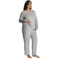 thumbnail image 5 of MecTo Women Plus Size Fluffy Pajamas Sets, Lady Fleece Long Sleeves PJ, Grey, 2 piece, Size 5XL, 5 of 10