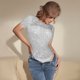thumbnail image 3 of Fotbe Silver Glitter Body de Mujer con Cuello Redondo y Mangas Cortas, Sin Mangas Ajustado, Suave, Cómodo y Básico-XX-Large, 3 of 7