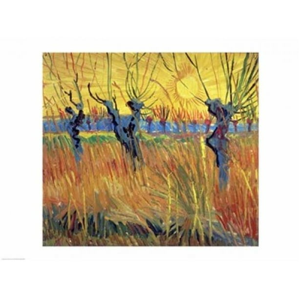 Posterazzi BALBAL6699 Saules et Soleil Couchant 1888 Affiche Imprimée par Vincent Van Gogh - 24 x 18 Po.