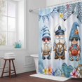 thumbnail image 3 of Ocean Gnome Bathroom Shower Curtain, Nautical Shell Sea Star Flag Flower Blue Gradient Waterproof Washable Soft Bath Curtain for Bathtub Decor with 12 Hooks&Grommet, 66x72 Inch, 3 of 9