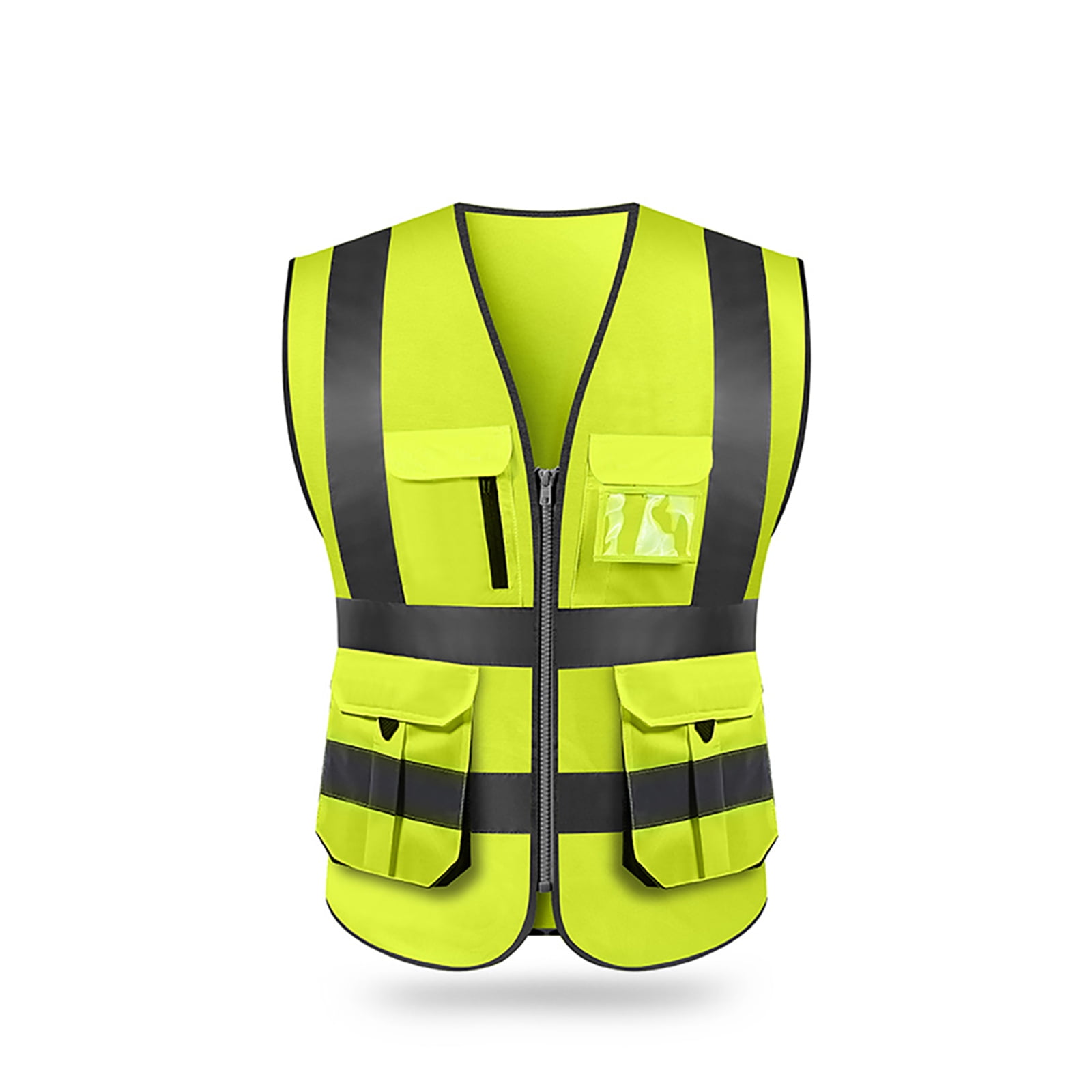 Details about   Reflective Safety Vest Night Visibility Sleeveless Zipper Vest with Multi-Pocket 