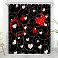 thumbnail image 3 of Love Heart Shower Curtain Red Black Heart Cute Fashion Woman Girls Romantic Valentine''s Day Modern Polyester Curtains Bathroom Decor with Hooks 35" Wx70 H, 3 of 6