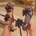 thumbnail image 6 of Hinvhai Women's Flower Lace up Sandals Floral Braided Open Toe Strappy Tie up Beach Slide Shoes Coffee 7(39), 6 of 9