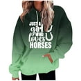 thumbnail image 3 of Jinhomg Novelty Sweatshirt for Women Trendy Gradient Color Letter Print Hoodies Oversized Casual Comfy Thin Fleece Pullover Tops with Kangaroo Pocket Green S, 3 of 4