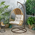 thumbnail image 3 of Christopher Knight Home Malia Wicker Hanging Chair with Stand by  White/Green, 3 of 5