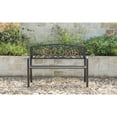 thumbnail image 5 of Steel Outdoor Patio Garden Park Seating Bench with Cast Iron Welcome Backrest, Front Porch Yard Bench Lawn Decor, 5 of 7