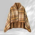 thumbnail image 2 of BWASD Womens Shawl Wraps Casual Open Front Cardigan Double Layer Plush Lined Poncho Cape Plaid Blanket Home Fashion Outdoor Work Outfit, 2 of 4
