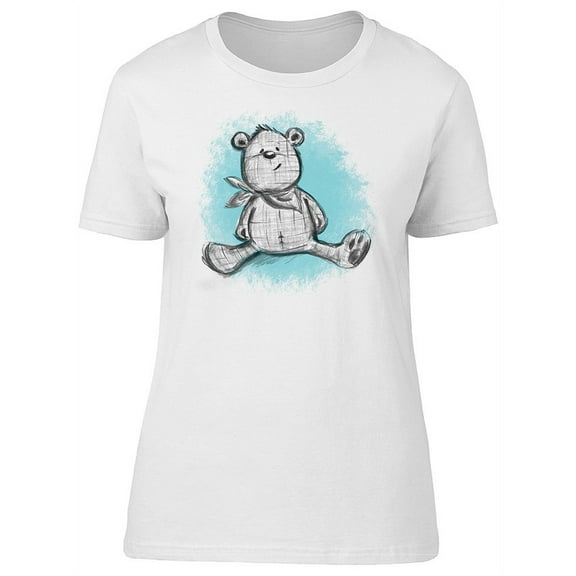 Cute Happy Teddy Bear Sketch T-Shirt Women -Image by Shutterstock, Female Small