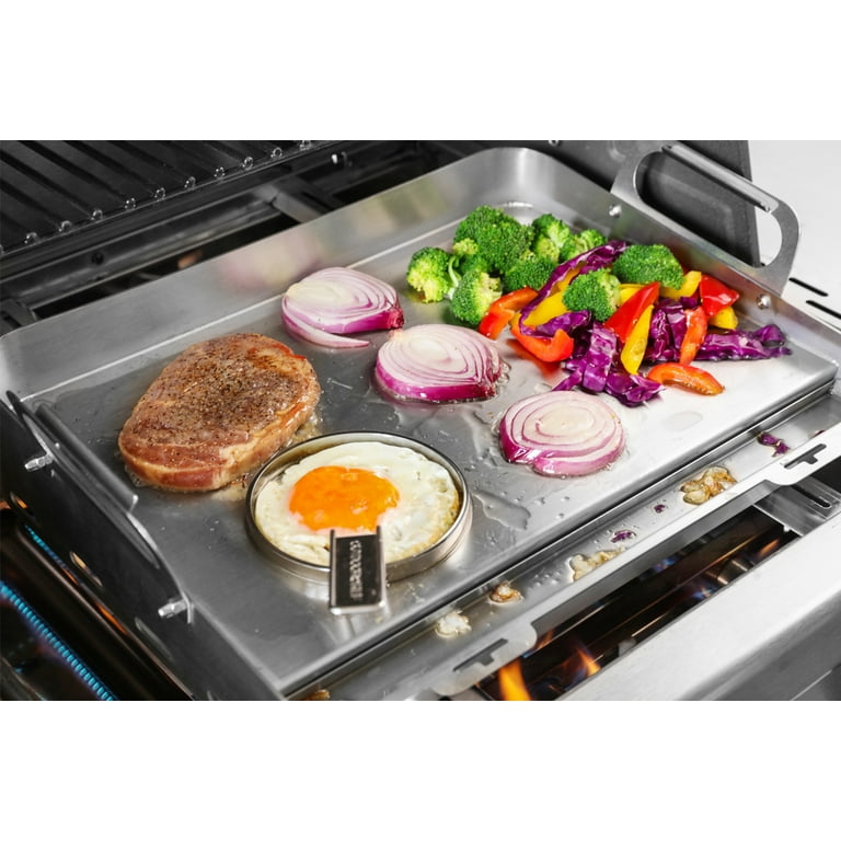 Griddle for Gas Grill, Flat Top Grill with Removable Grease Tray, 24 X 16  Stainless Steel Griddle, Stove Top Griddle for Gas/Charcoal Grill, Prefect