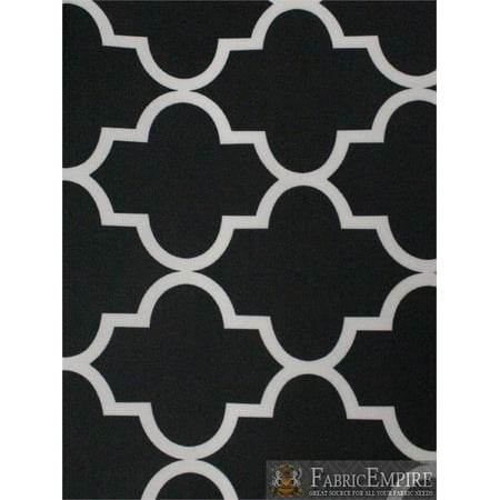 Indoor/Outdoor Waterproof Moroccan Mosaic Canvas Fabric BLACK UV Resistant 60