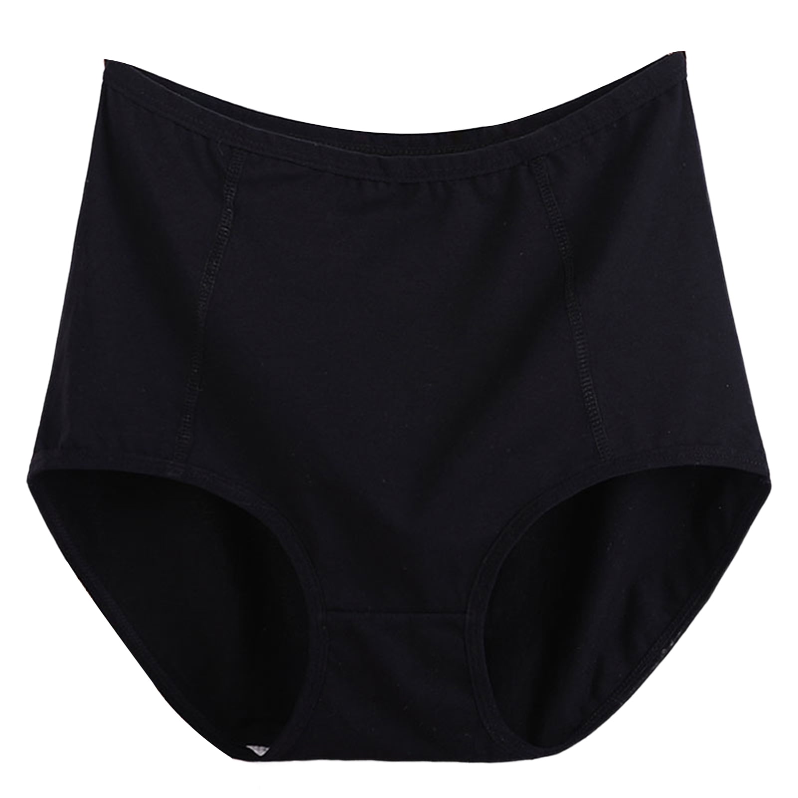 PERZOE Panties Lady Panties Elastic High Waist Solid Color Sweat Absorption Moisture Wicking