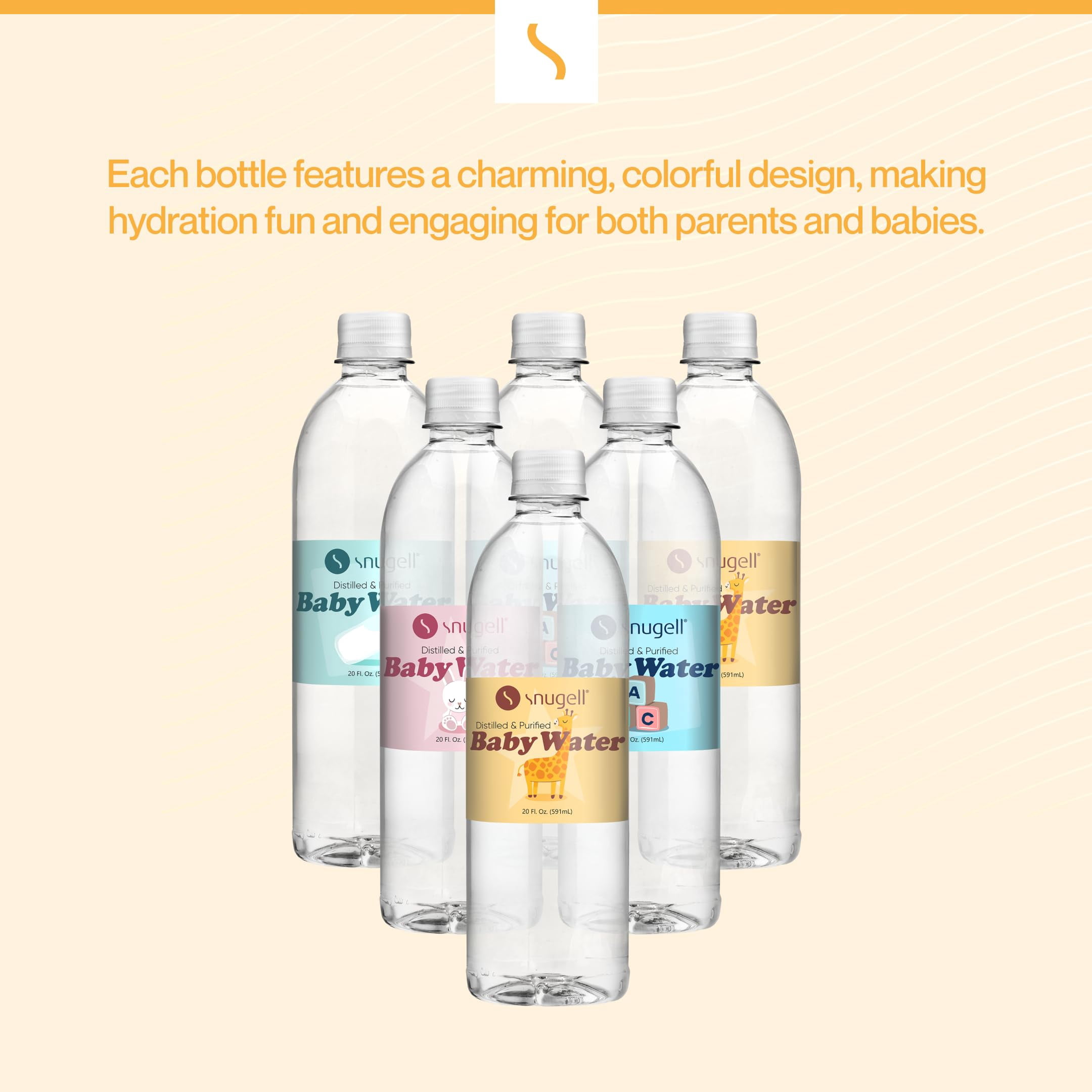 Snugell Bottled Distilled Water for Baby Care - 20oz 6-Pack