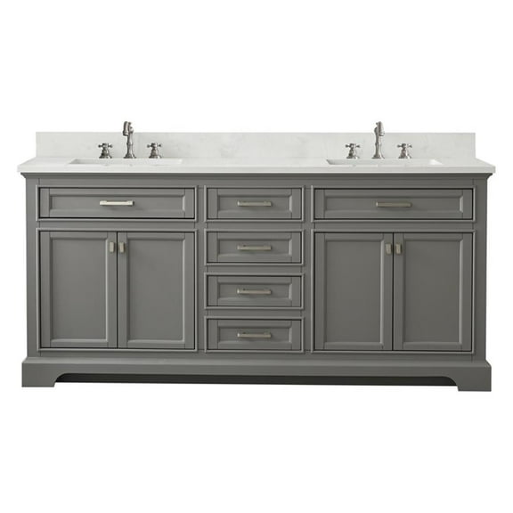 Design Element Milano 72" Double Sink Bathroom Vanity in Grey