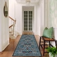 thumbnail image 3 of GlowSol 2'x6' Floral Washable Runner Rug Soft Bedside Runner Rugs for Bedroom Non-Slip Low Pile Rug for Kitchen Hallway, Blue, 3 of 7