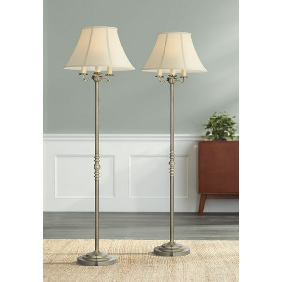 Regency Hill Montebello Traditional 59" Tall Standing Floor Lamps Set of 2 Lights 4-Light Gold Metal Antique Brass Finish