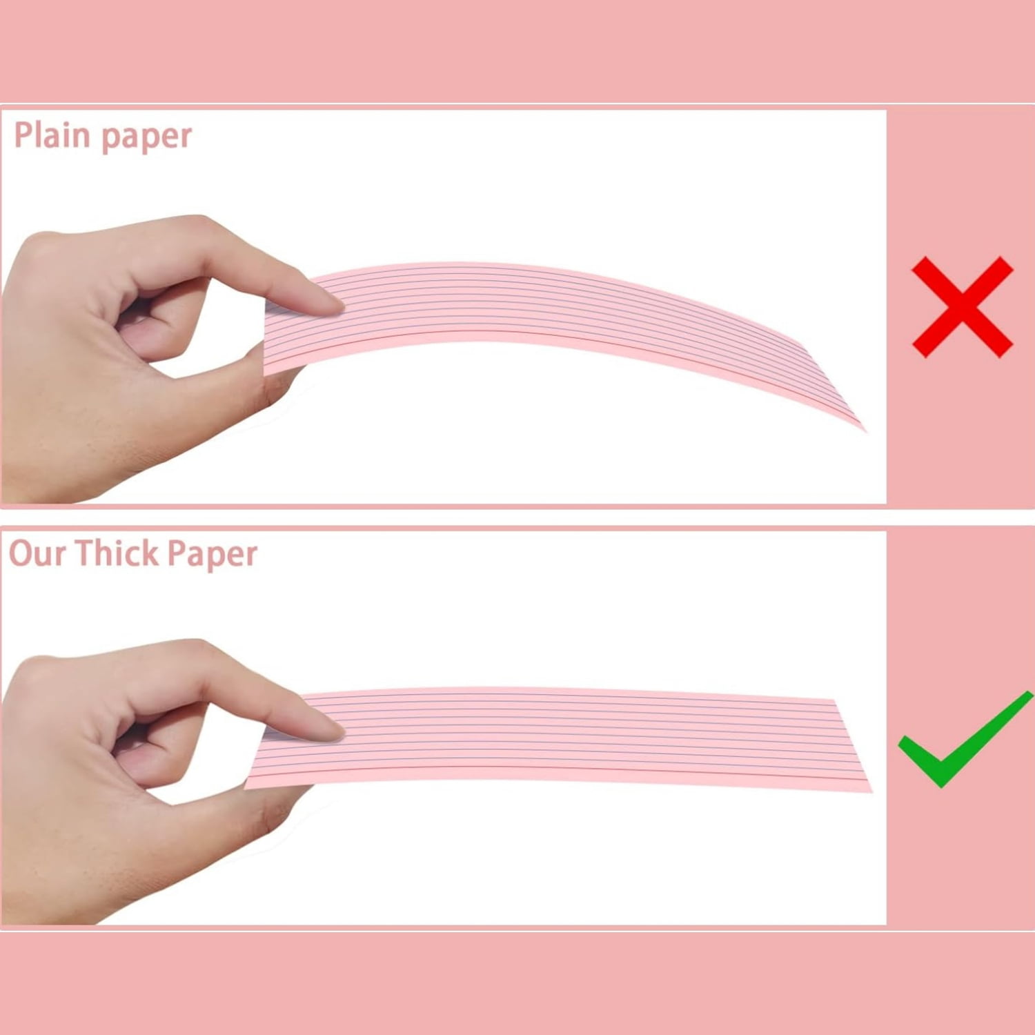 Index Cards Topboutique,Notes Flash Cards,Ruled Index Flashcards,Lined Flashcards,Index Notecards for Office, Lined on Front Blank on Back, 3 x 5 inch,Pink,4 Pack,50 Sheets Per Pack