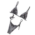 thumbnail image 2 of Cheers US Women's Swimsuit Tie Back Backless Triangle Halter Bikini Top High Cut Thong Set Bathing Suit, 2 of 7