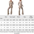 thumbnail image 3 of Conjunto de tops con cuello redondo y pantalón de pierna ancha para mujer Trajes para el hogar sencillos y holgados (Caqui L), 3 of 9