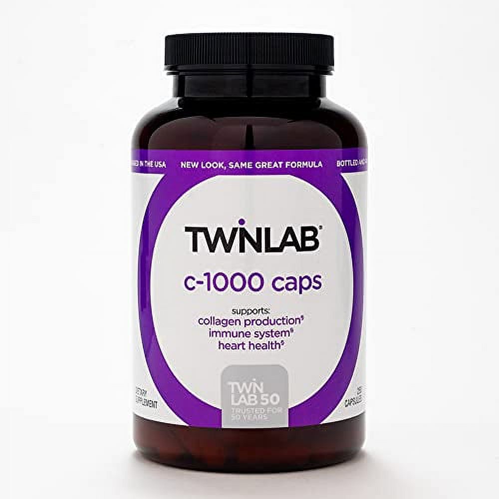 Twinlab C-1000 Caps - Antioxidant Vitamin C Supplement for Healthy Cell & Immune Support, Heart Health, Skin Health, Collagen Production, Bone Health and Joint Support - Vitamin C 1000mg 250 Capsules