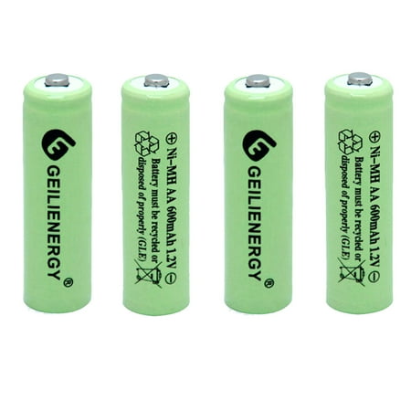 AA 600mAh 1.2V Rechargeable Batteries for Solar Lights, Garden Lights, Remotes, Mice(Pack of 4)