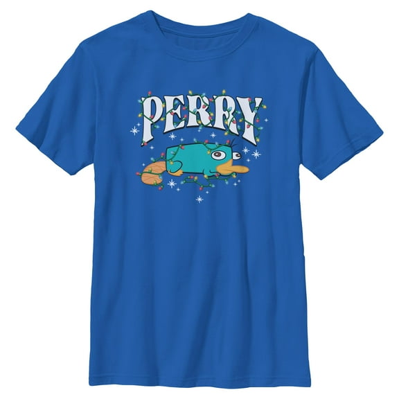 Boys Phineas and Ferb Perry the Platypus Christmas Lights T Shirt