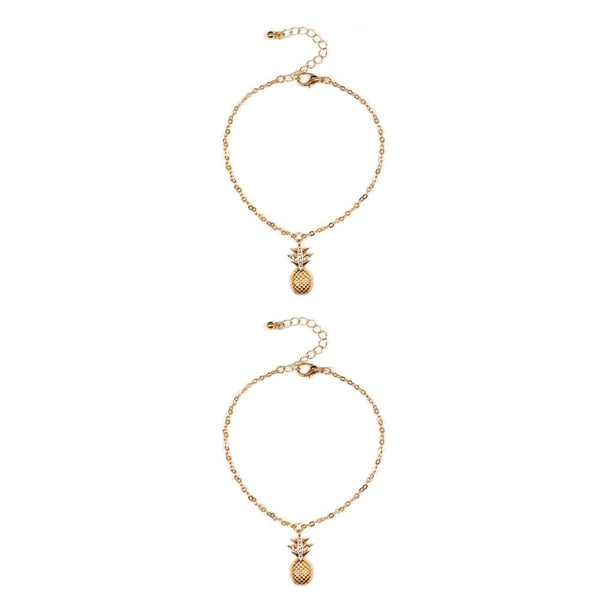 Cadena de tobillo Decoración de mujer Sonducket Tobilleras de aleación ajustables 2Conjunto Oro