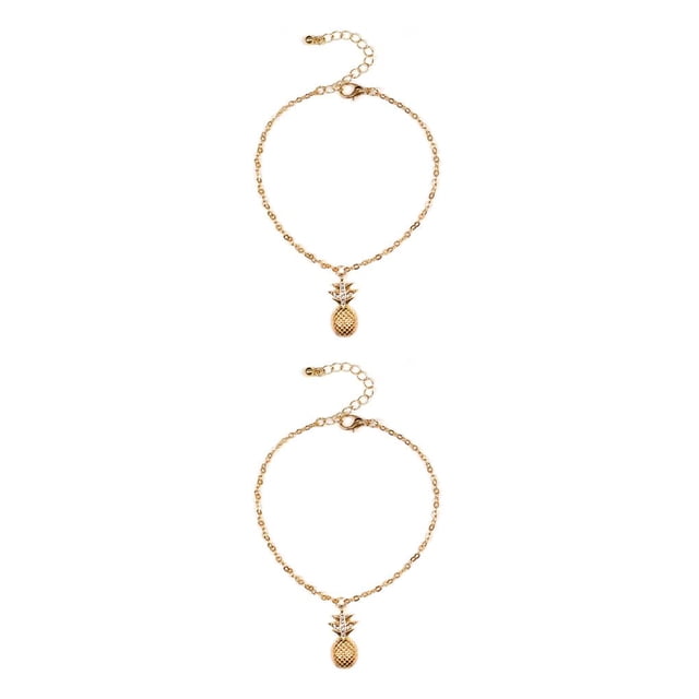 Cadena de tobillo Decoración de mujer Sonducket Tobilleras de aleación ajustables 2Conjunto Oro