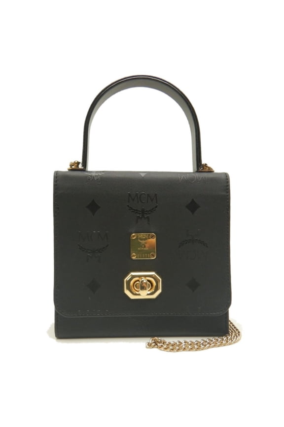 Pre-Owned MCM Mini Handbag in Visetos, Black, Women's, 253345 (Good)