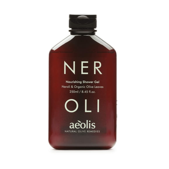 AEOLIS Gel de ducha nutritivo con neroli y hojas de olivo naturales Extracto de aceite de oliva natural de Grecia limpia e hidrata para hombres y mujeres 9.12 onzas líquidas
