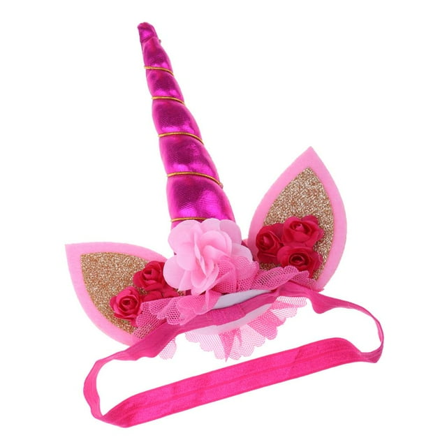 Flor Diadema Cinta Niños Accesorios para El Cabello - Plata, 17cm × 15cm × 6cm Rosa