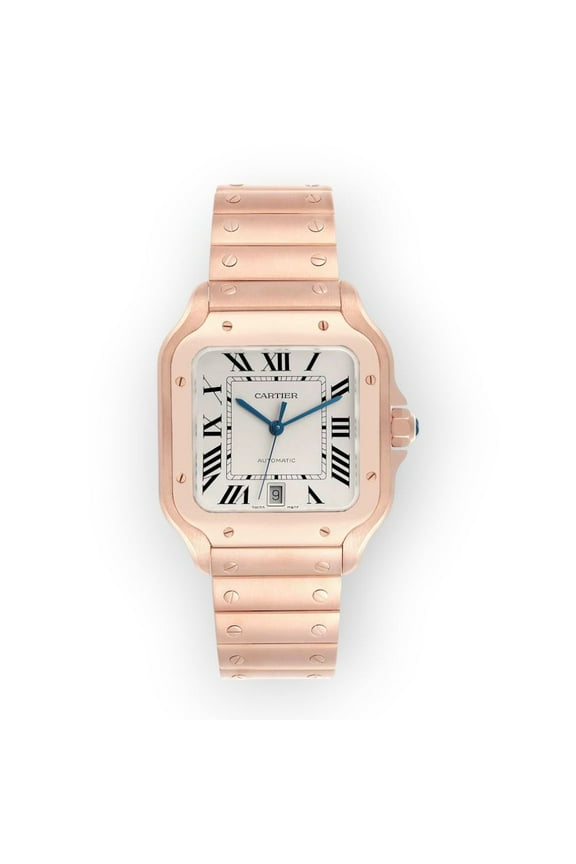 Pre-Owned Cartier Santos de Cartier WGSA0018 39.8mm Silvered Opaline Dial With Rose Gold Bracelet