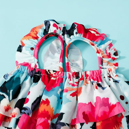 

Gubotare Toddler Summer Girls Bowknot Fashion Flower Printed Ruffles Two Piece Swimwear Swimsuit Bikini Kids Swim Suit Hot Pink 2-3 Years