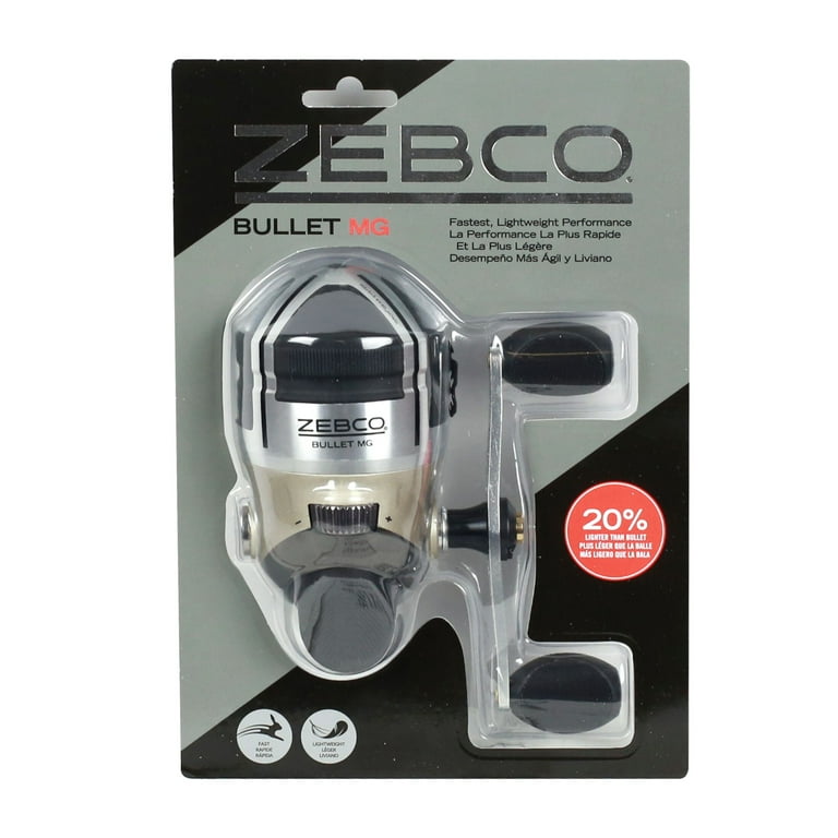 Zebco Bullet MG Spincast Fishing Reel, Size 30 Reel, Dark Silver