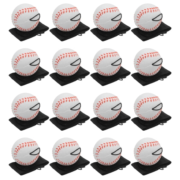 Uxcell 2.5 Inch Sports Wrist Ball, 16Pcs Baseball Rubber Rebound Wristband Wrist Return Ball Sport on A String for Exercise Play, White