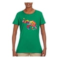 thumbnail image 2 of Colorful Walking Good Luck Elephant Animal Lover Womens Graphic T-Shirt, Kelly, Medium, 2 of 3
