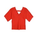 thumbnail image 2 of bar III Blusa cruzada con recorte en la espalda para mujer, roja, pequeña, 2 of 2