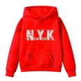 thumbnail image 4 of Hoodies City Name Letter Print Red Hooded Long Sleeve Hooded Sweatshirt Top Warm Fall Winter Clothes Girls Size 11-12 Years Clothes, 4 of 5