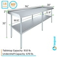 thumbnail image 3 of AmGood 96" Long x 30" Deep Commercial Work Table with Backsplash and Sidesplashes | Stainless Steel Prep Table for Kitchen, Restaurant, Garage, Laundry | NSF, 3 of 4