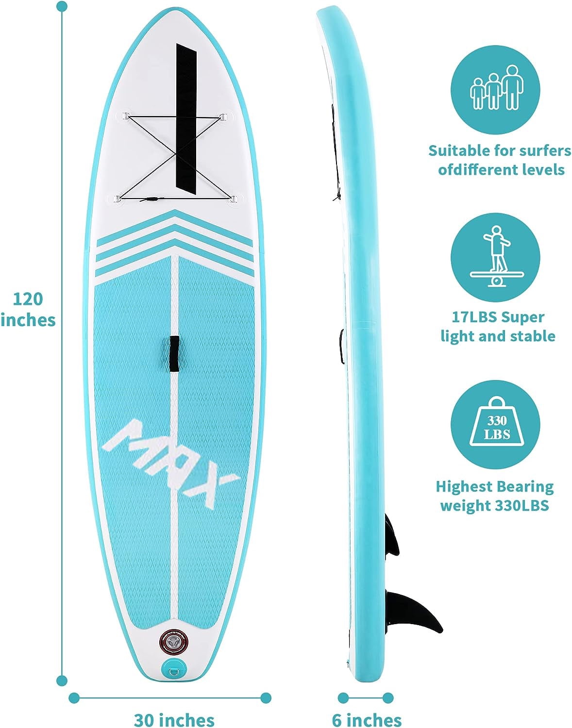 Inflatable Stand up Paddle Board SUP Inflatable Paddle Board with  Paddleboard Accessories Triple Action Pump Fishing Green