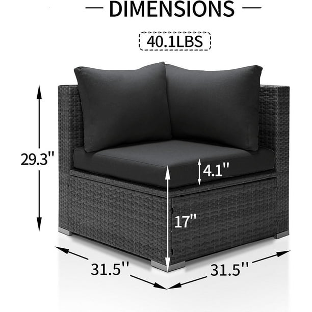 NICESOUL Wicker Corner Chair with Olefin Red Cushions Outdoor Furniture Single Sofa Pieces Sectionals for Patio Balcony Walmart Business Supplies