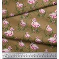 thumbnail image 2 of Soimoi Brown Modal Satin Fabric Grass & Flamingo Bird Fabric Prints By Yard 42 Inch Wide, 2 of 3