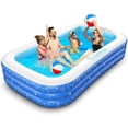 thumbnail image 1 of Inflatable Swimming Pool, WP4 118"X71"X20" Full-Sized 3M Family Inflatable Pool Thickened Lounge Pool for Kids Adults Summer Fun Pool Party, 1 of 8
