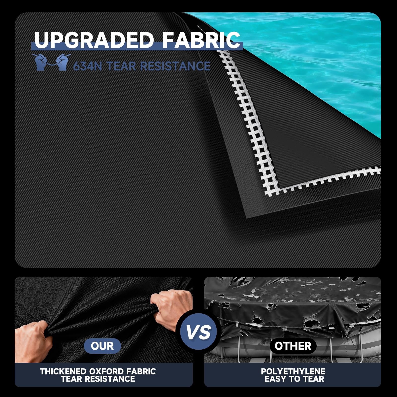 Seralis 7x13ft Oval Above Ground Pool Cover Waterproof Dustproof with Winch and Cable Blue