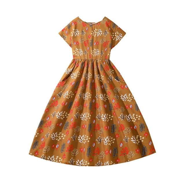 Robes de Printemps pour Fille, Robes Évasées à Étages en Ligne A pour Fille, Robe à Manches Courtes à Motif Floral, Robe de Demoiselle d'Honneur pour Fille