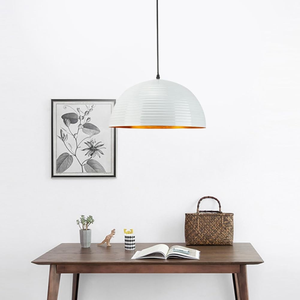 Simple Semicircle Metal Pendant Lamp for Dining Room, Retro Industrial Style Dome Pendant Light Fixture for Kitchen Island, Vintage Rustic Farmhouse Pendant Lighting for Bedroom
