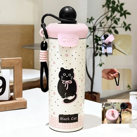 Insulated Travel Coffee Mug,600ml Stainless Steel Tumbler,Double Wall Thermal,Flip Straw,Leak Proof Lid,Reusable Ceramic Cup For Hot Cold Drinks,Portable Mug For Women Office Commute